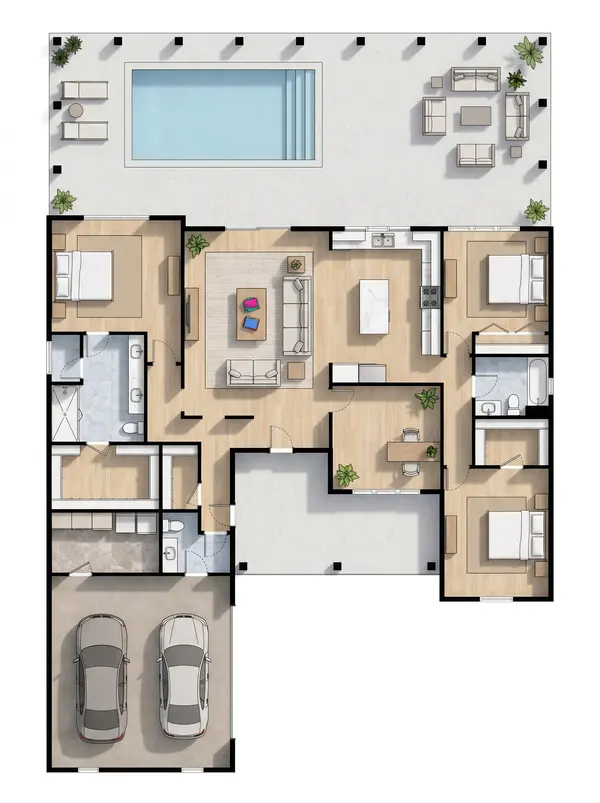 Sleek Industrial 3-Bed floorplan