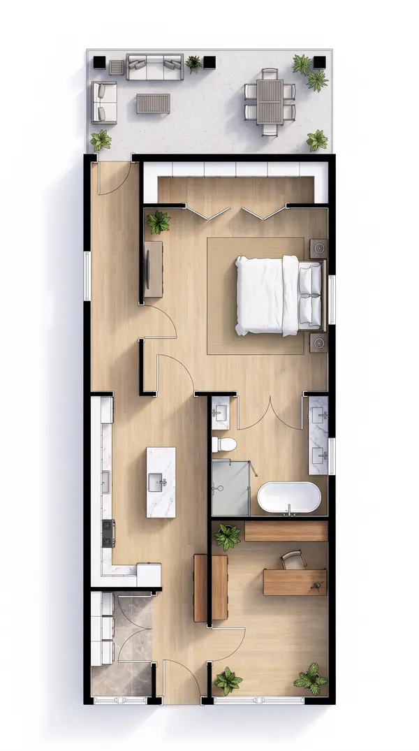 Cozy Classic 1-Bed Tiny Home floorplan