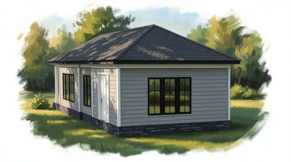 Compact Dark 1-Bed Home exterior render
