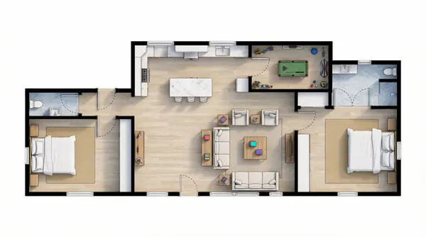 Sleek Industrial 2-Bed floorplan