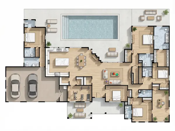 Bright 5-Bed with Dual Garages floorplan