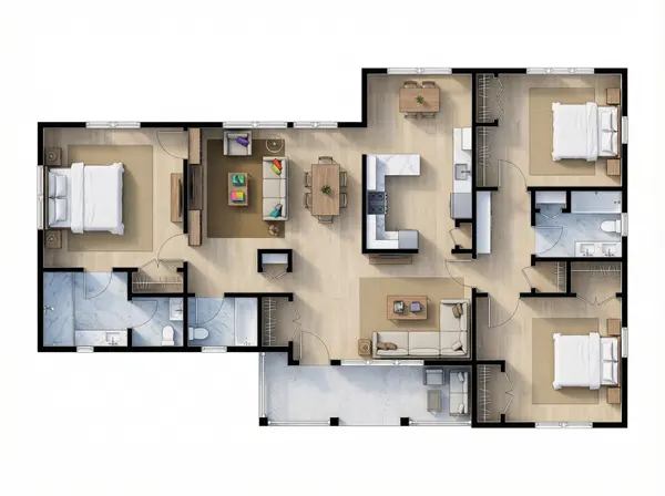 Inviting Dark 3-Bed House floorplan
