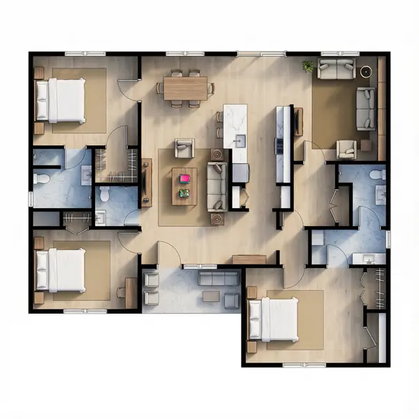 Sleek Dark 3-Bed Home floorplan