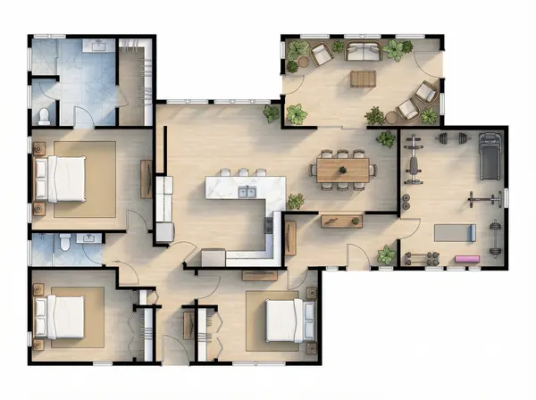 Earthy 3-Bed Ranch floorplan