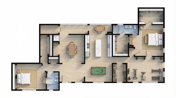 Spacious Earthy 2-Bed floorplan