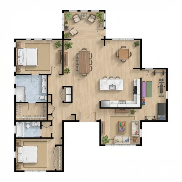 Earthy 2-Bed House floorplan