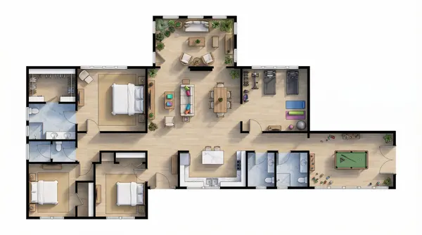 Sprawling 3-Bed Rustic floorplan