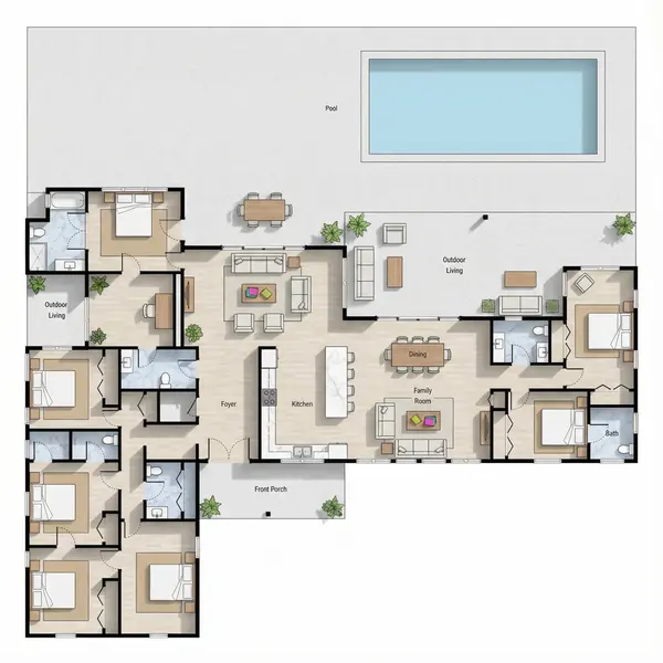 Spacious 7-Bed Natural House floorplan