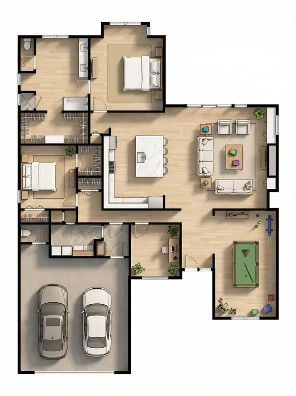 Sleek Industrial 2-Bed House floorplan