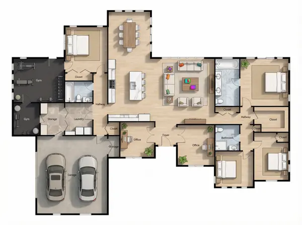 Spacious Dark 3-Bed Home floorplan