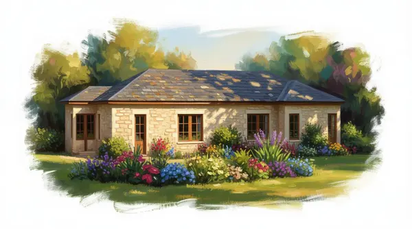 Natural 3-Bed Stone House exterior render