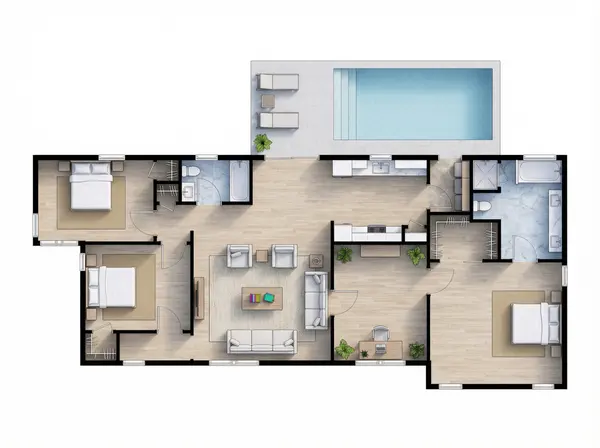 Natural 3-Bed Stone House floorplan