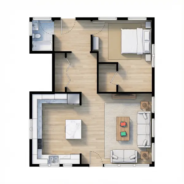 Earthy 1-Bed Home floorplan