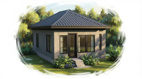 Sleek Industrial 1-Bed Home exterior render