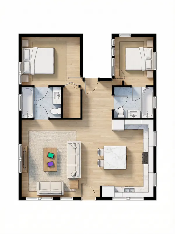 Earthy 2-Bed House floorplan