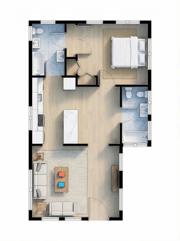 Compact 1-Bed Bright House floorplan