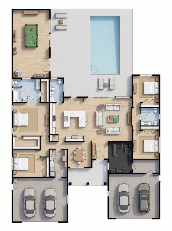 Earthy 4-Bed with Dual Garages floorplan