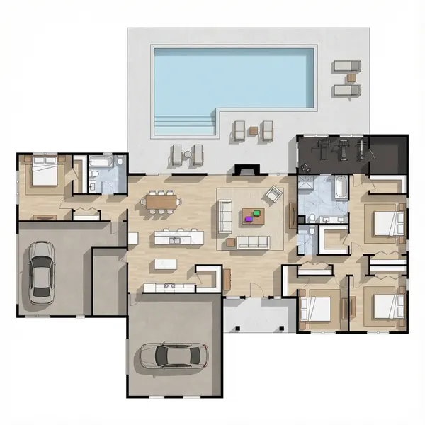 Sprawling 4-Bed Earthy floorplan