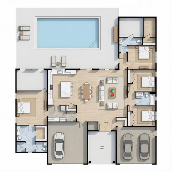 Sprawling 4-Bed Earthy floorplan