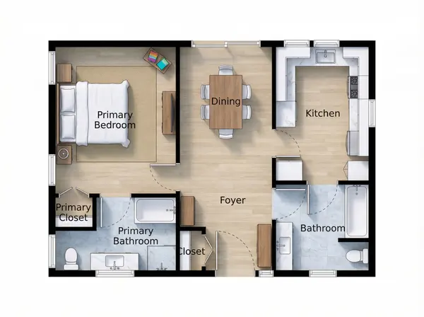 Bright 1-Bed Home floorplan