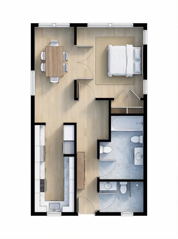 Compact Bright 1-Bed Home floorplan