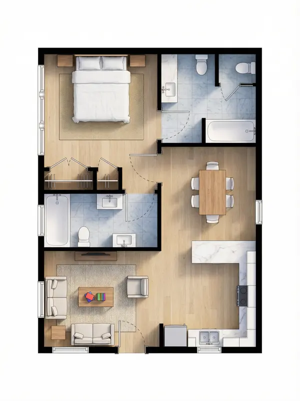 Bright 1-Bed Home floorplan
