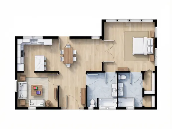 Cozy Bright 1-Bed floorplan