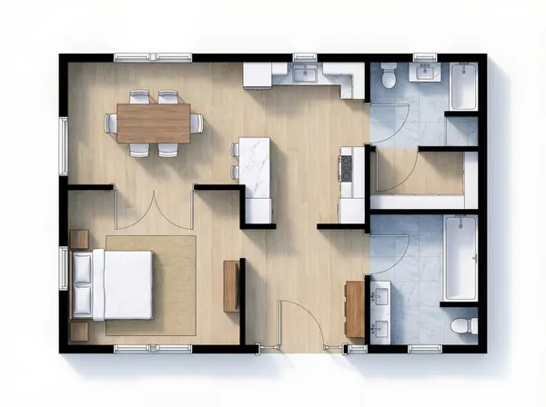 Cozy Bright 1-Bed floorplan