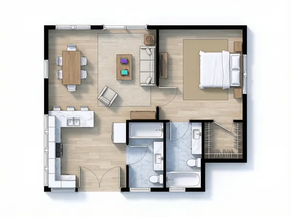 Bright 1-Bed floorplan