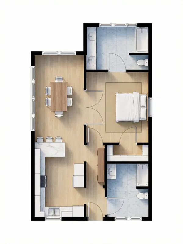 Compact Bright 1-Bed Home floorplan