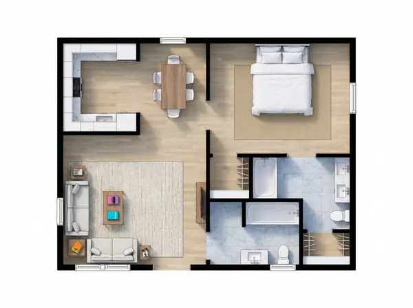 Bright 1-Bed Home floorplan
