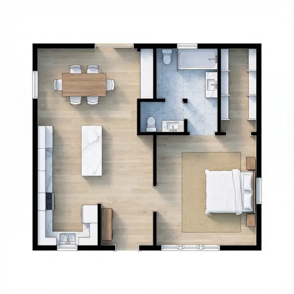 Compact Bright 1-Bed floorplan