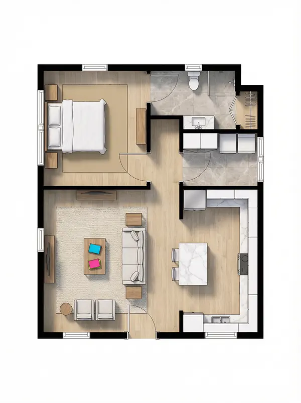 Industrial 1-Bed Home floorplan