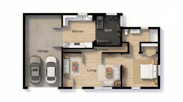 Cozy Earthy 1-Bed House floorplan