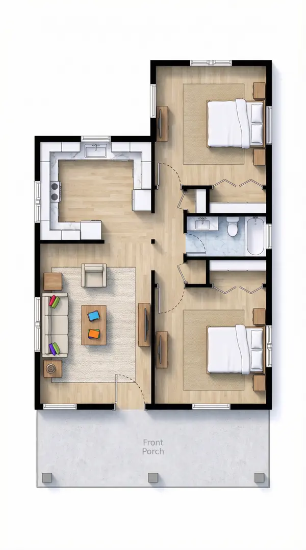 Cozy Bright 2-Bed floorplan