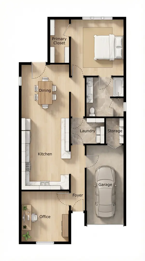 Compact Industrial 1-Bed House floorplan