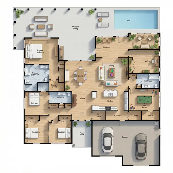 Spacious Bright 4-Bed Home floorplan