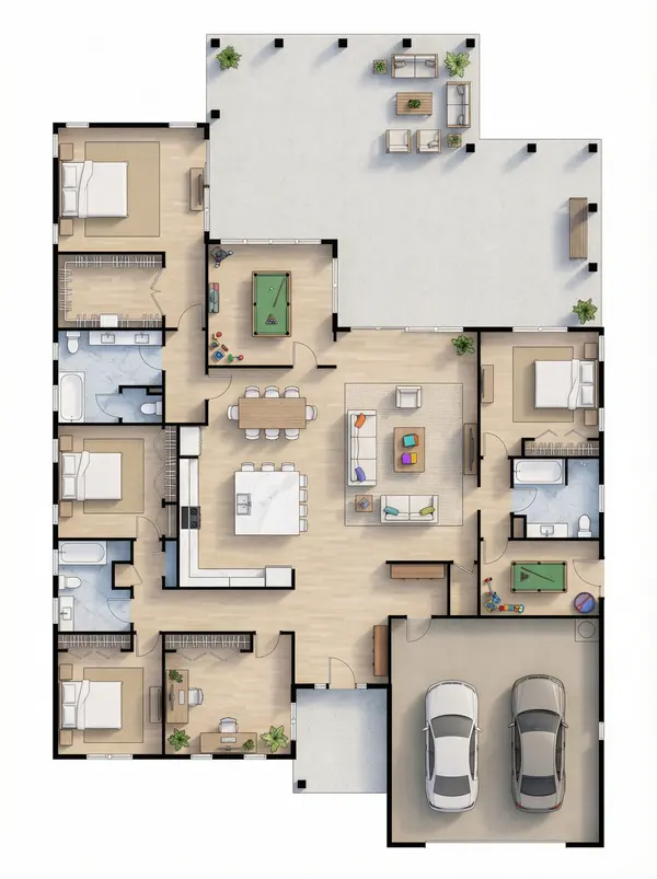 Spacious Dark 4-Bed House floorplan