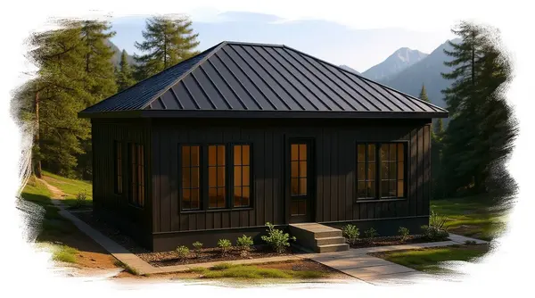 Compact Dark 1-Bed House exterior render