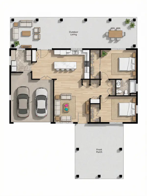 Dark 2-Bed House Plan floorplan