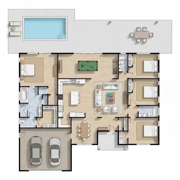 Sleek Dark 4-Bed House floorplan