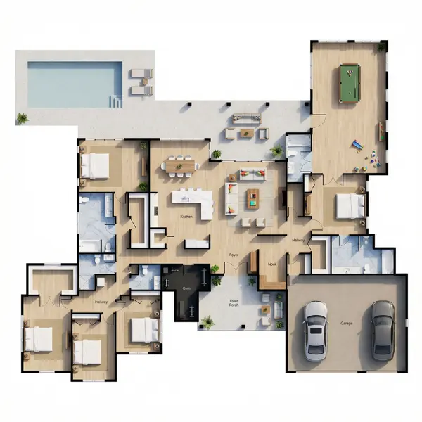 Spacious Earthy 5-Bed Ranch floorplan