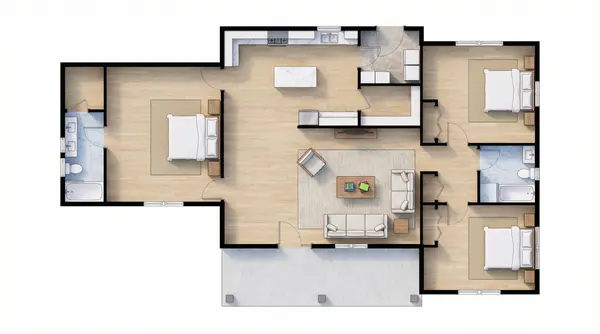 Natural 3-Bed Ranch House floorplan