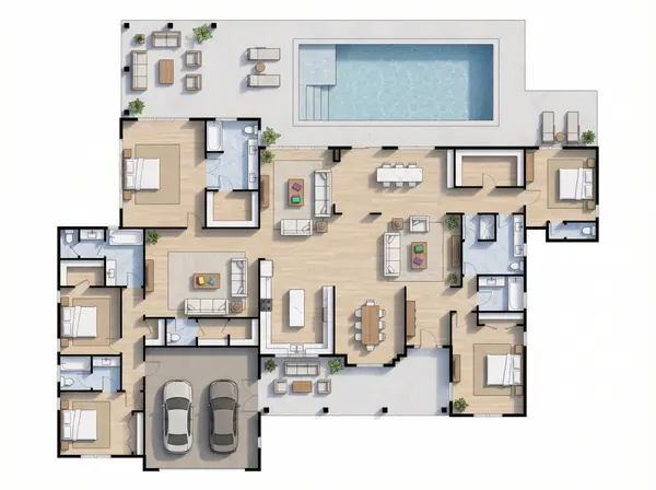 Bright 6-Bed with Porch floorplan