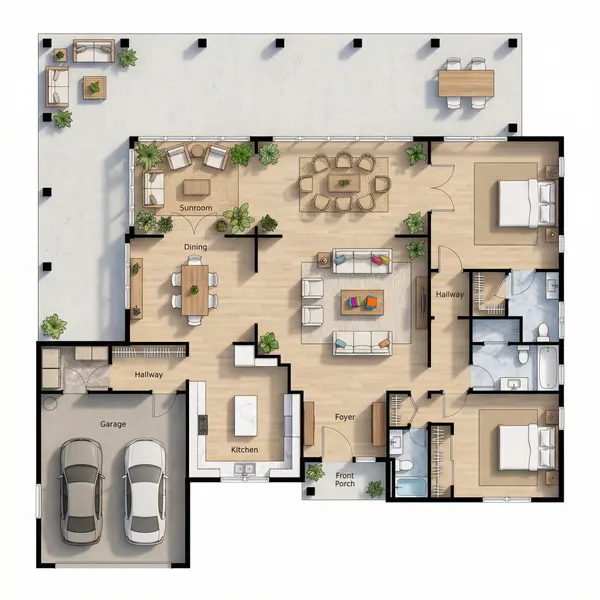 Spacious Bright 2-Bed Home floorplan