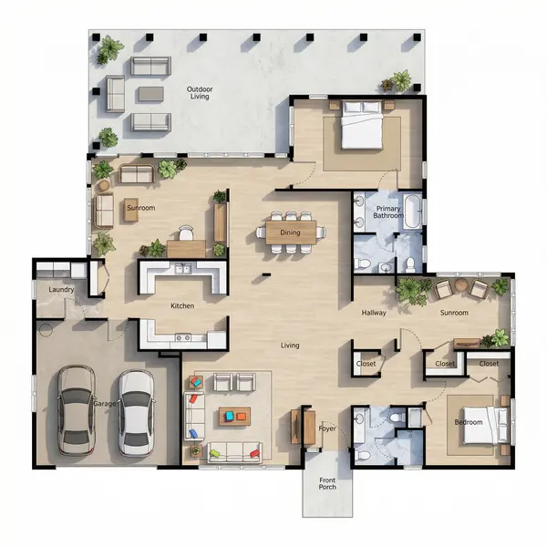 Spacious Natural 2-Bed Home floorplan