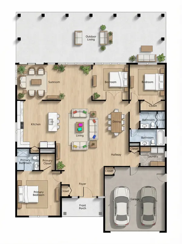 Spacious Natural 2-Bed floorplan