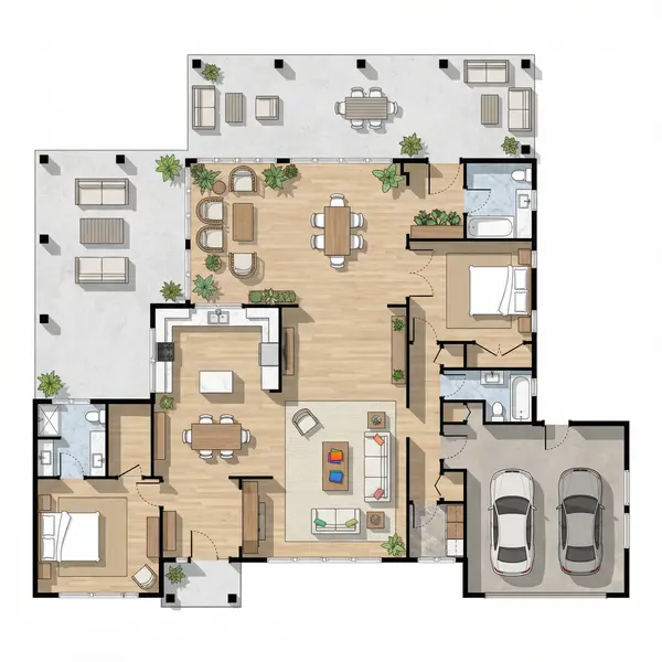 Spacious Earthy 2-Bed floorplan