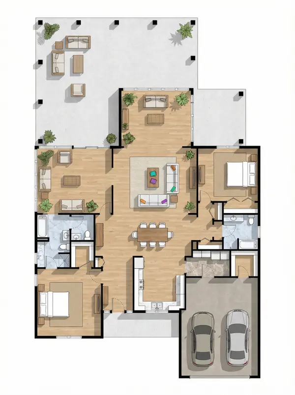 Spacious Earthy 2-Bed Home floorplan