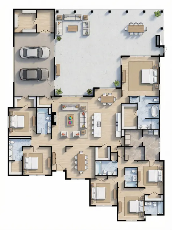 Bright 6-Bed Ranch floorplan